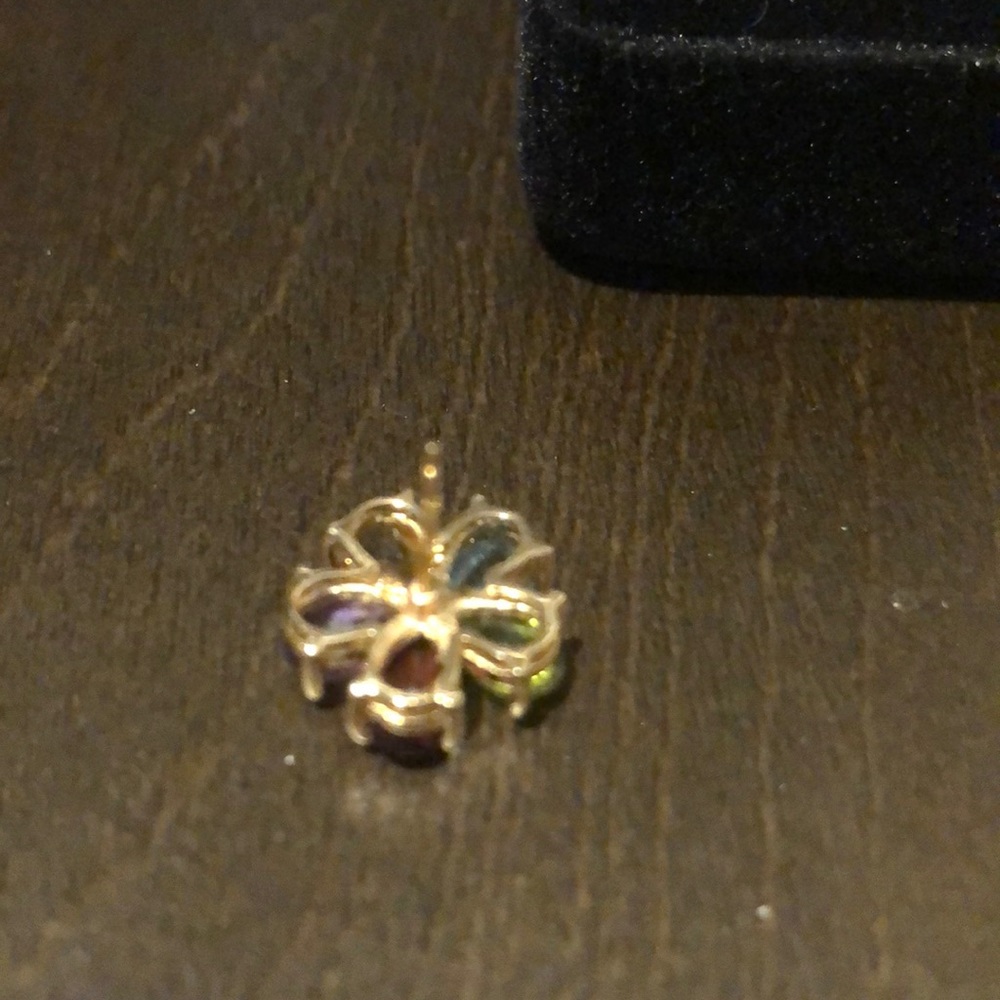 14k gold with 5 semi precious stones earrings - Picture 4 of 8